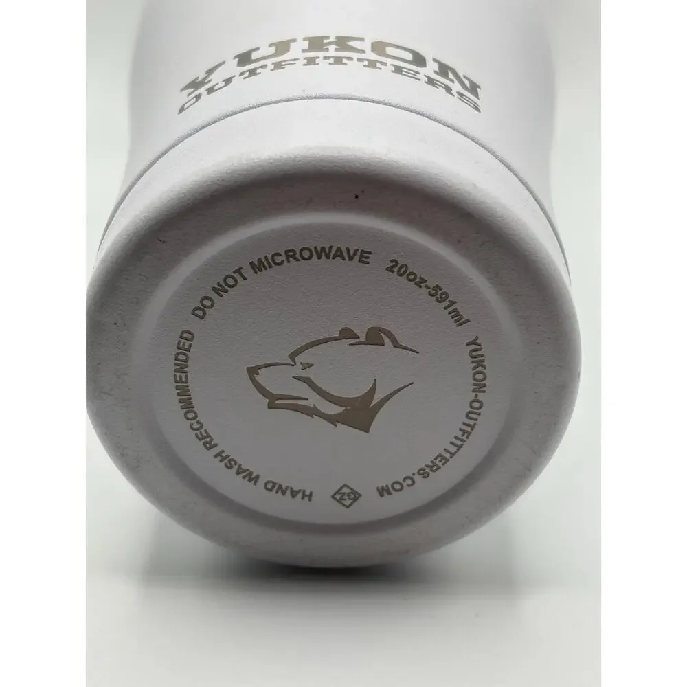 Buc-ee's Yukon Outfitters 20oz Insulated Tumbler White Stainless Steel Red Lid